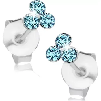 Náušnice Náušnice ze stříbra 925, trojice světle modrých krystalů Swarovski