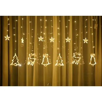 Vánoční dekorace DENR Vánoční světelný závěs 138 LED Vánoční motivy, vnitřní 3m, různé barvy Barva: RGB