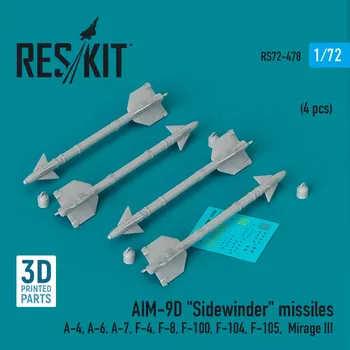 Plastikový model Reskit 1/72 AIM-9D 'Sidewinder' missiles (4 pcs.)
