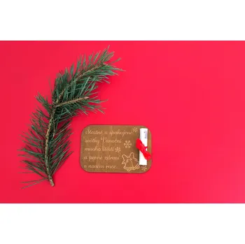 Samolepící dekorace Lepy.cz Dřevěné vánoční přání - Spokojené svátky Velikost (šířka x výška): 15x10cm, Barevná varianta: Ořech