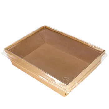 Jednorázové nádobí EcoPack Papírový box / miska EKO na salát 170x135x48 mm hnědý s transp. víčkem ideal pack® bal/50 ks Balení: 250
