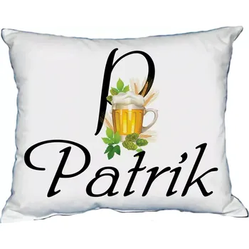 Dekorativní polštářek Polštář s pánským jménem PATRIK Bílý (polštář se jménem PATRIK)