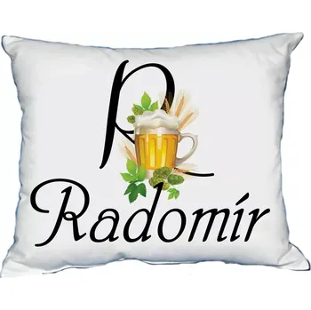 Dekorativní polštářek Polštář s pánským jménem RADOMÍR Černý (polštář se jménem RADOMÍR)
