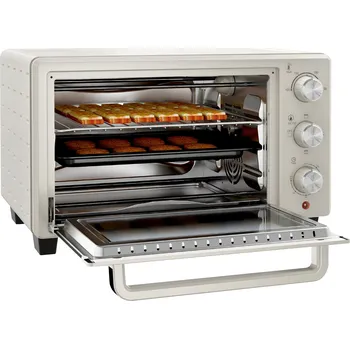 Vestavná trouba HOMCOM Mini trouba 21L Pizza Mini trouba Plech na pečení Plech na drobky 1400W Pultová trouba 1h Časovač 100-230°C Kovový krém | Aosom
