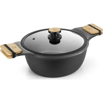 Hrnec hrnec+PO d24cm MARKET (4,0l), 2 ucha přír.dřevo, litý Hliník