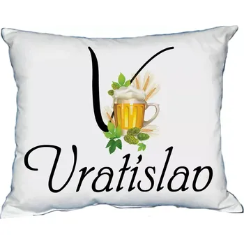 Dekorativní polštářek Polštář s pánským jménem VRATISLAV Žlutá (polštář se jménem VRATISLAV)