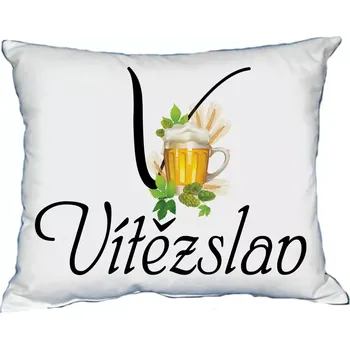 Dekorativní polštářek Polštář s pánským jménem VÍTĚZSLAV Černý (polštář se jménem VÍTĚZSLAV)