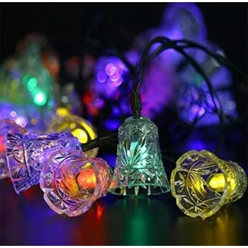 Vánoční dekorace DZL Solární světelný řetěz 40 LED Zvonečky, různé barvy Barva: Studená bílá