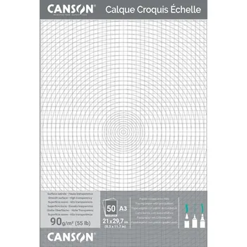 Blok CANSON Calque Croquis Echelle pauzovací A3, 50 transparentních listů 90g