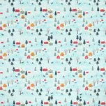 Autronic Ubrus modrý - barevný vánoční vzor, 100% polyester, 80 x 80 cm. - UBR104-3