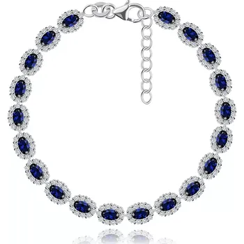 Náramek Náramek ze stříbra 925 - ovály s čirými a safírově modrými zirkony