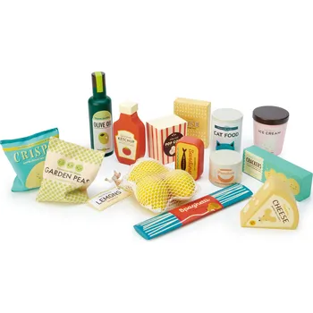 Hračka pro nejmenší Dřevěná sada potravin Tender Leaf Supermarket Grocery Set