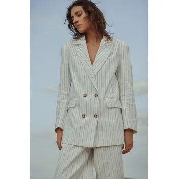 Dámské sako Sako Tova Natural krémové proužkované Velikost: 34