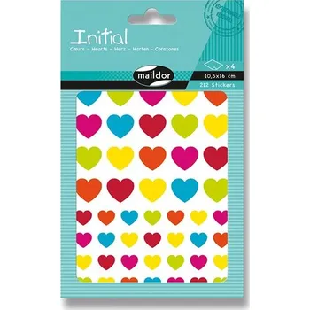 Samolepící dekorace Samolepky Maildor Initial - Vícebarevná srdce