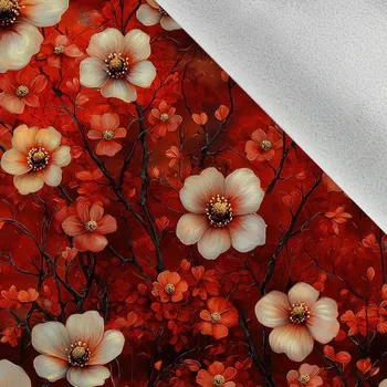 Softshell zimní červené fantasy květiny