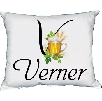 Dekorativní polštářek Polštář s pánským jménem VERNER Světle zelený (polštář se jménem VERNER)