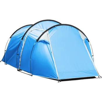 Stan Outsunny tunelový stan pro 2-3 osoby 190T kempinkový stan s kolíky, sklolaminát a polyester, světle modrý, 426x206x154cm| Aosom