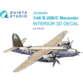 Plastikový model Quinta studio 1/48 B-26B/C Marauder 3D-Print.&col.Interior (ICM)