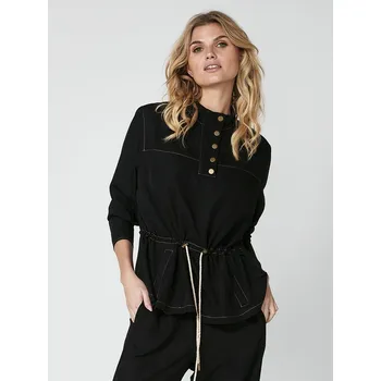 Dámská halenka Halenka NU Denmark 7744-50 černá s vázáním Velikost: 42