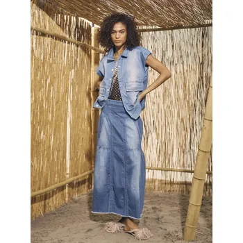 Dámská sukně Sukně Nu Denmark 8010-20 modrá džínová dlouhá Velikost: 38