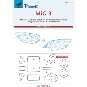 Plastikový model Peewit 1/72 Canopy mask MiG-3 (ARMORY)