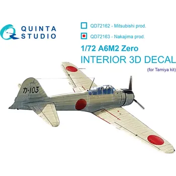 Plastikový model Quinta studio 1/72 A6M2 Zero (Nakajima Prod.) 3D&col.Interior