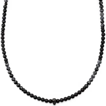 Šperk Rico | Náhrdelník s lebkou z černé lávy a sněžného obsidiánu - Arkai