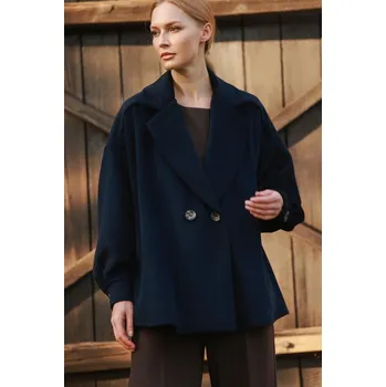 Dámský kabát Kabát Tova Ires tmavě modrý krátký oversize Velikost: Univerzální