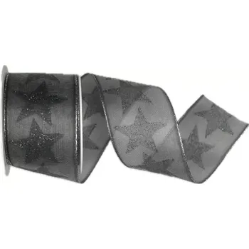 Stuha Vánoční stuha organzová GRANIT HEAVEN 40mm x 2m (14,-Kč/m) (Vánoční organzová stuha, transparentní, s drátkem v lemu)