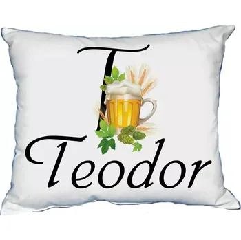 Dekorativní polštářek Polštář s pánským jménem TEODOR Černý (polštář se jménem TEODOR)