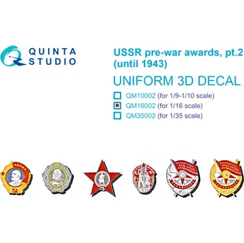 Plastikový model Quinta studio 1/16 USSR pre-war awards, pt2 (until 1943)
