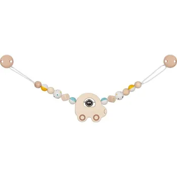 Dřevěná hračka Řetěz do kočárku dřevěný - Autíčko s rolničkou (Goki)