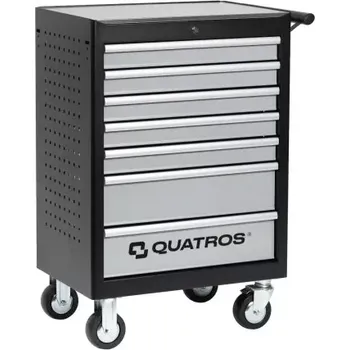 QUATROS QS17073 Dílenský vozík, nevybavený, 7 zásuvek, deska z nerezové oceli