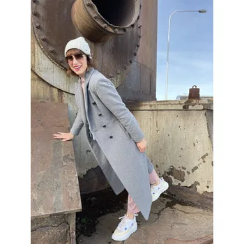 Dámský kabát La Gabriella 5344-78 šedý dlouhý Velikost: 42