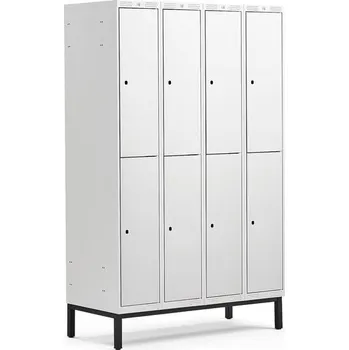 Šatní skříň Boxová šatní skříň CLASSIC, s nohami, 4 sekce, 8 boxů, 1940x1200x550 mm, šedé dveře