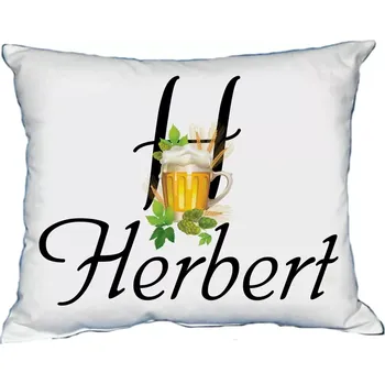 Dekorativní polštářek Polštář s pánským jménem HERBERT Bílý (polštářek pánské jméno )