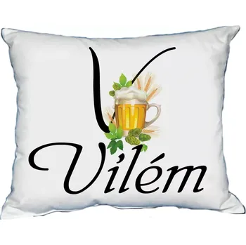 Dekorativní polštářek Polštář s pánským jménem VILÉM Černý (polštář se jménem VILÉM)