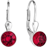 Stříbrné náušnice visací s krystaly červené kulaté 31112.3 ruby