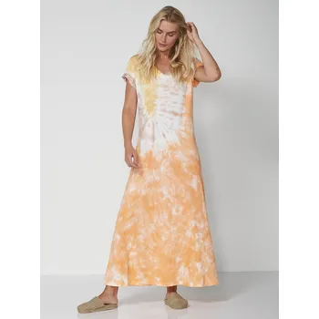 Dámské šaty Šaty NU Denmark 7620-23 meruňkové batikované dlouhé Velikost: 34