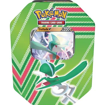 Společenská hra Pokémon prázdná plechová krabička Gallade V na Pokémon karty