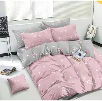 Povlečení Francouzské povlečení růžové - hvězdy
