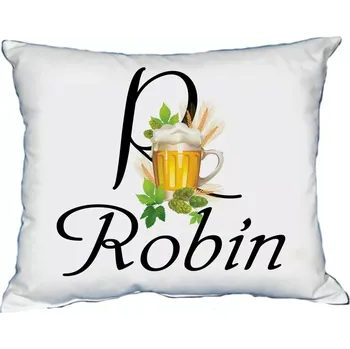 Dekorativní polštářek Polštář s pánským jménem ROBIN Černý (polštář se jménem ROBIN)