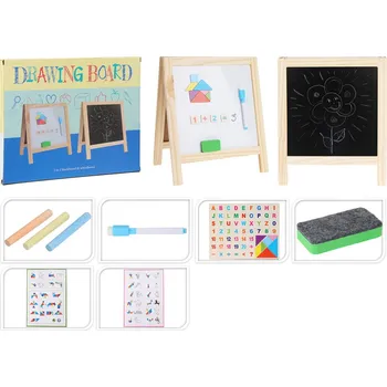 Magnetická kreslící tabulka Tabule na kreslení 2v1, 32x27cm BÍ/ČER+příslušenství