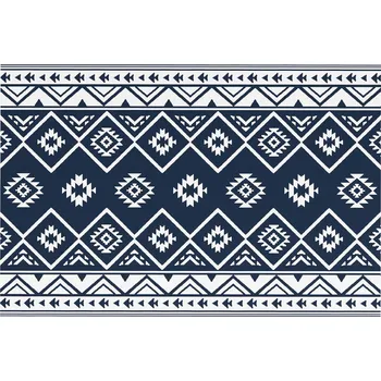 Koberec Outsunny Oboustranný venkovní koberec 182x274cm, vodoodpudivý, plastový, s taškou na přenášení, ideální pro kempování, tmavě modrý a bílý | Aosom.de