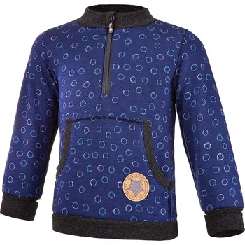 Little Angel Mikina hřejivá kapsa - modrá Velikost oblečení: 128