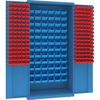 Zásobníková skříň, 72 x velké a 160 x malé závěsné boxy, v x š x h: 1990 x 1000 x 500 mm, barva modrá RAL5012