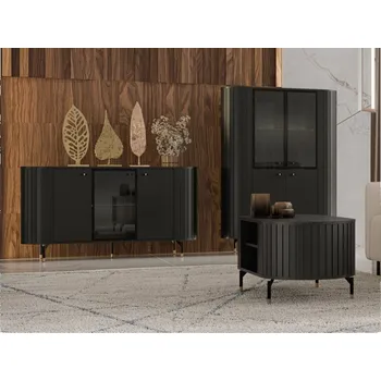 Obývací stěna Sestava nábytku do obývacího pokoje Terkiro IV, Osvětlení: bez osvětlení, Barva: černá MIRJAN 5903211375446