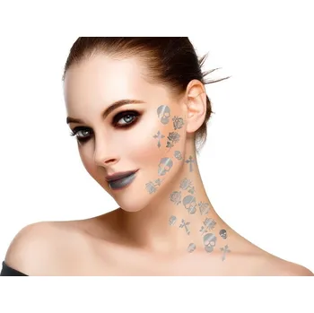 Karnevalový doplněk Guirca Sada tetování - Gothic stříbrná