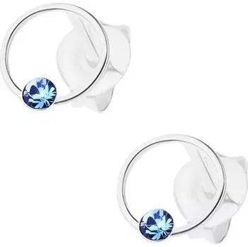 Náušnice Stříbrné náušnice 925, kroužek s modrým krystalkem Swarovski