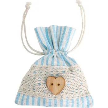 Party dekorace Chaks Ľanové vrecúška s pásikmi - Pastelové modré 4 ks